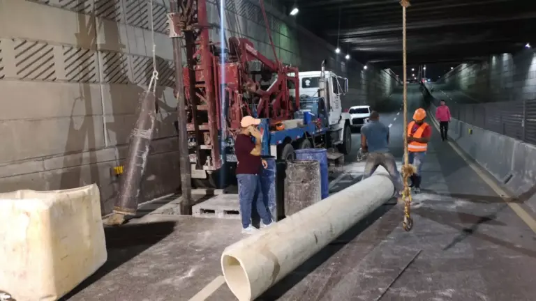 MOPC informa trabajos de construcción de pozos filtrantes en túnel de la 27 de Febrero con Núñez de Cáceres