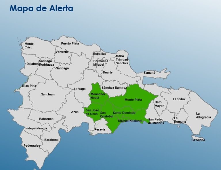 COE coloca 05 provincias y al Distrito Nacional en alerta