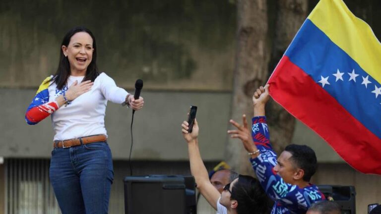 María Corina Machado interceptada tras manifestación en Caracas, Venezuela
