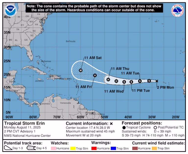República Dominicana declara en alerta ocho provincias por las lluvias del huracán Erin